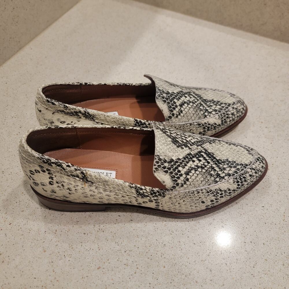 Chelsea & Violet‎ Jenna Faux Snake Print Leather Tailored Loafers Size 7 Retro